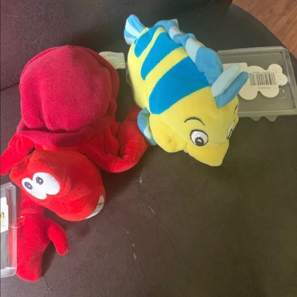 Disney Bean Bags - Little Mermaid - Flounder & Sebastian - set of 2